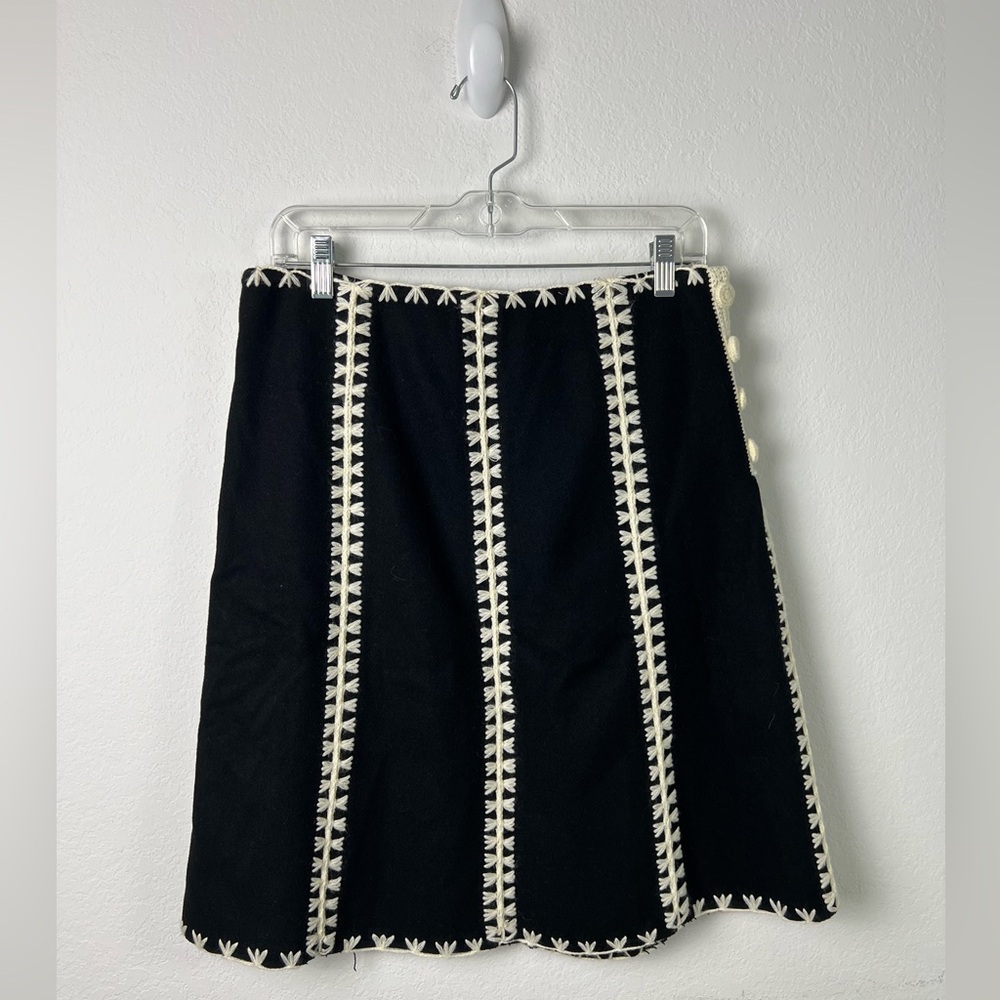 Etcetera Wool Blend Black & White Crochet A-line Fall Winter Skirt